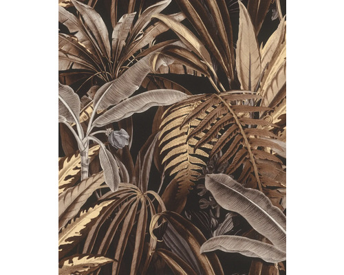 Papier peint intissé 689518 Symphony feuilles marron Papier peint avec motif végétal pour la décoration murale