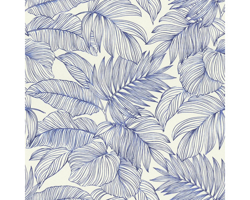 Papier peint intissé 865110 Symphony plantes bleu Papier peint avec motif de feuilles bleues