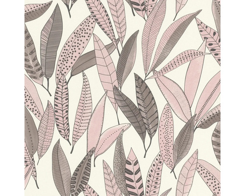 Papier peint intissé 865622 Symphony feuilles rose Papier peint avec motif de feuilles
