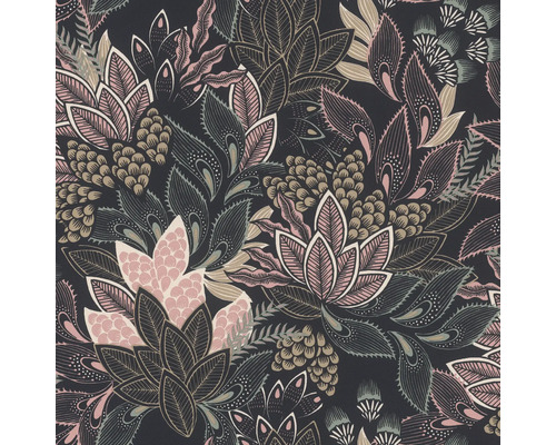 Papier peint intissé 866247 Symphony feuilles noir Papier peint à motif floral