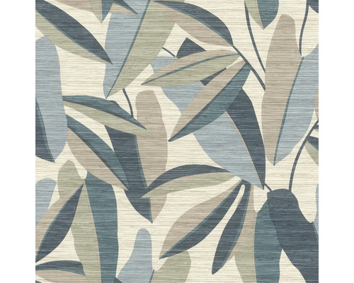 Papier peint intissé 866346 Symphony feuilles bleu Papier peint à motif de feuilles