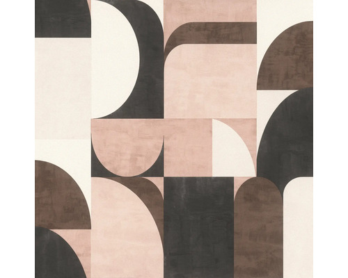 Papier peint intissé 866551 Symphony Retro marron Motif de papier peint graphique avec des formes géométriques
