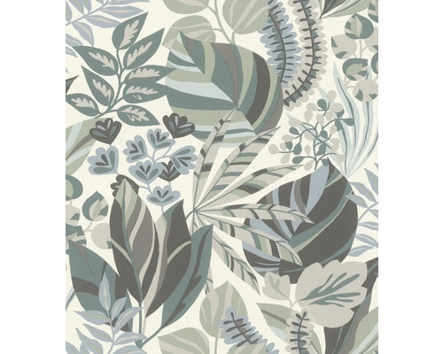 Papier peint intissé 867411 Symphony botanique turquoise Papier peint à motif de feuilles
