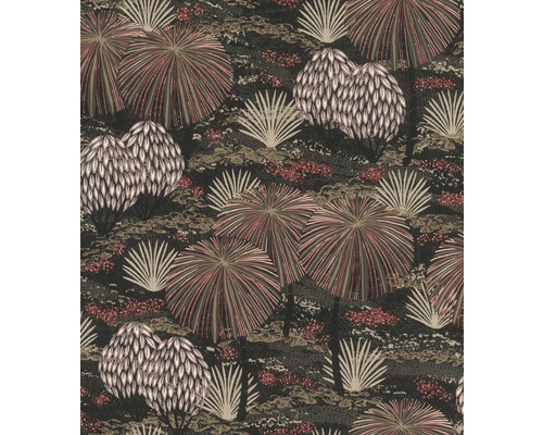 Papier peint intissé 868616 Symphony prairie noir Papier peint avec motif de forêt abstraite