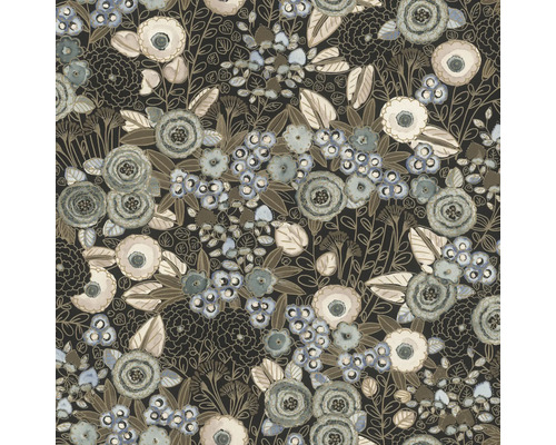 Papier peint intissé 868913 Symphony fleurs noir Papier peint floral avec motif floral