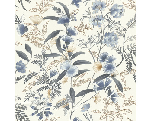 Papier peint intissé 869125 Symphony fleurs bleu