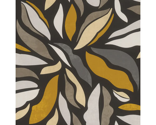 Papier peint intissé 869316 Symphony graphique ocre Papier peint motif feuille abstraite