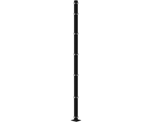 Poteau d'angle 60x60/2280 mm avec plaque d'assise pour clôture hauteur 223 cm RAL 7016 anthracite