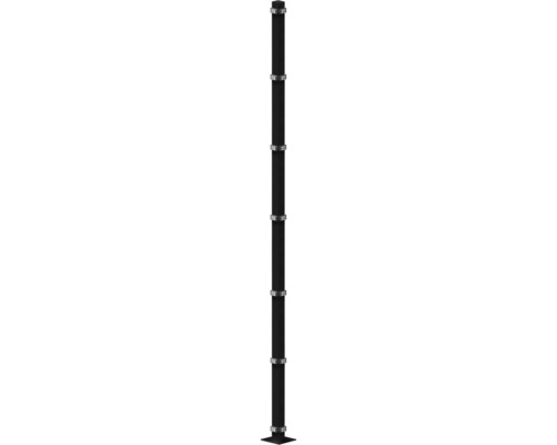 Poteau d'angle 60x60/2480 mm avec plaque d'assise pour clôture hauteur 243 cm RAL 7016 anthracite Poteau d'angle 60x60/2480 mm avec plaque d'assise pour clôture hauteur 243 cm RAL 7016 anthracite