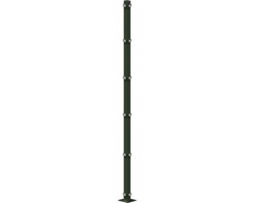 Poteau d'angle 60x60/2080 mm avec plaque d'assise pour clôture hauteur 203 cm RAL 6005 vert mousse Poteau d'angle 60x60/2080 mm avec plaque d'assise pour clôture hauteur 203 cm RAL 6005 vert mousse