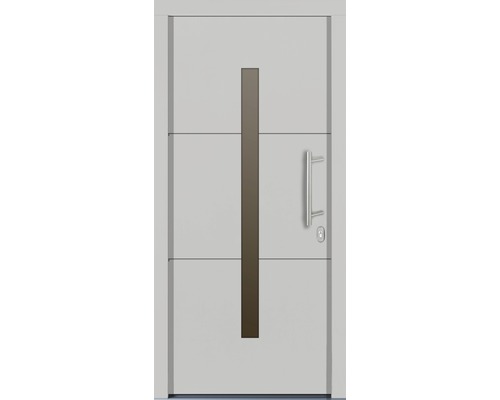 Porte d''entrée avec poignée et insert en verre allongé