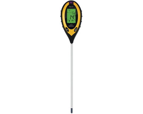 Testeur de sol X4-LIFE 700403 testeur de terreau noir, jaune, env. 63 x 36 x 315 mm teste le pH, l'humidité, l'intensité lumineuse et la température (avec pile)