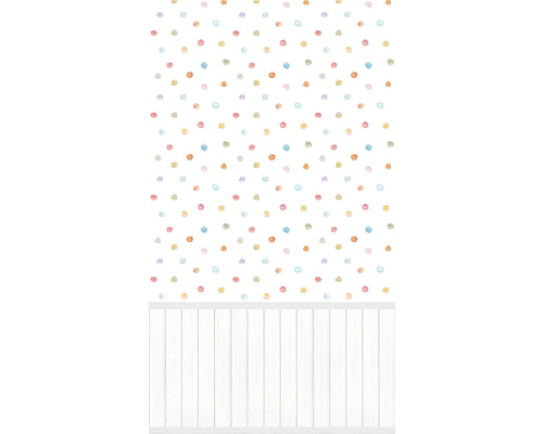 Papier peint panoramique intissé 39814-1 plinthe points blanc multicolore