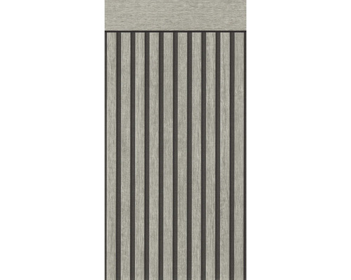 Bordüre Sockel 39744-2 Holzpanele grau 5 m x 106 cm Holzpaneel mit vertikalen Streifen