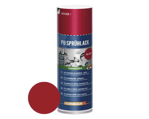 Peinture aérosol PU Maston RAL3000 rouge feu mat satiné 400 ml Bombe de peinture PU avec échantillon de couleur et logo Hornbach