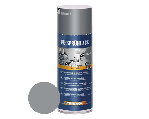 Peinture aérosol PU Maston RAL7001 gris argent brillant 400 ml Laque PU en aérosol avec exemple de couleur