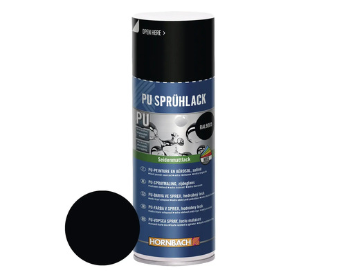 Peinture aérosol PU Maston RAL9005 noir mat satiné 400 ml Bombe de peinture PU avec exemple de couleur