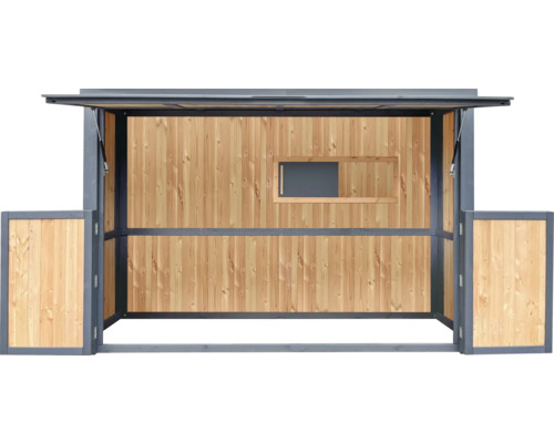 Gartenbar aus Holz mit Fenster und aufklappbarem Dach