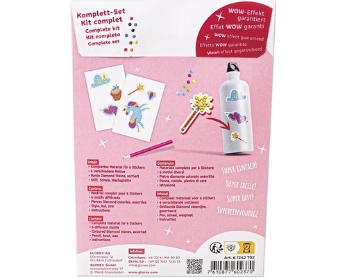 Kit complet pour créer six stickers avec des diamants