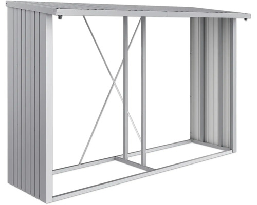 Kaminholzunterstand Biohort WoodStock 300 300 x 102 cm silber-metallic Brennholzregal aus Metall für den Außenbereich