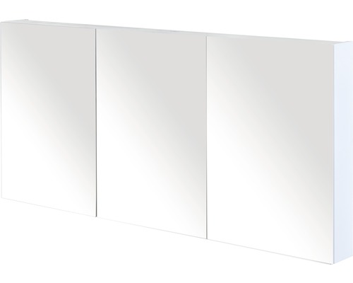 Armoire de toilette Sanox 140 x 13 x 65 cm blanc haute brillance 3 portes à double miroir