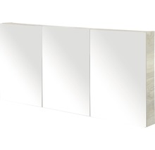 Spiegelschrank Sanox 140 x 13 x 65 cm eiche natur 3-türig doppelt verspiegelte Türen
