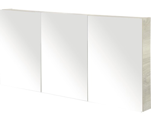 Spiegelschrank Sanox 140 x 13 x 65 cm eiche natur 3-türig doppelt verspiegelte Türen