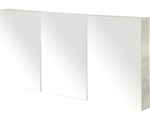 Armoire de toilette Sanox 140 x 13 x 65 cm chêne nature 3 portes à double miroir