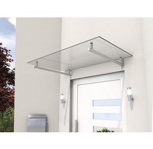 Auvent en verre au-dessus d''une porte d''entrée avec fixations en acier inoxydable