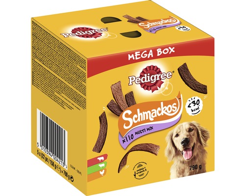 Snack pour chien Pedigree Schmackos mélange 790 g Pedigree Schmackos Mega Box avec 110 snacks pour chiens