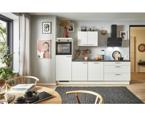 PICCANTE Plus Küchenzeile mit Geräten Sonera 280 cm weiß matt montiert Variante links