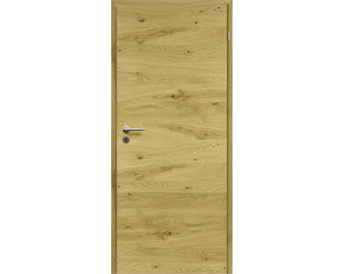 Porte d'intérieur chêne rustique placage transversal 98,5x198,5 tirant droit MODERN 01 Porte intérieure en bois avec poignée et trou de serrure