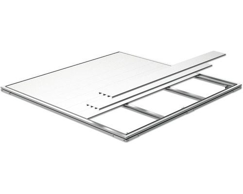 Fondation biohort SmartBase pour armoire à outils taille 190 Large Image d''une construction de plancher technique avec cadre, supports et plaques de sol.
