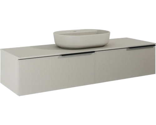 Meuble bas Jungborn NONUS lxhxp 1600 x 318 mm x 453 mm couleur de façade fume mat Meuble sous-lavabo avec vasque à poser