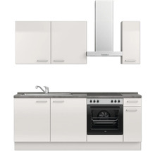 Bloc cuisine complète équipée NOBILIA Urban 210 cm façade gris soie à haute brillance variante à droite monté 4004539010017