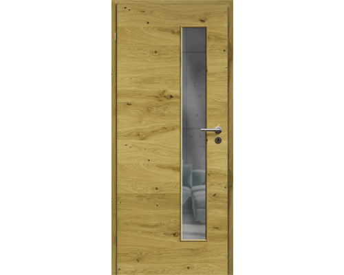 Porte d'intérieur chêne rustique placage transversal 86x198,5 tirant gauche MODERN 07 verre graphite Porte d'intérieur chêne rustique placage transversal 86x198,5 tirant gauche MODERN 07 verre graphite