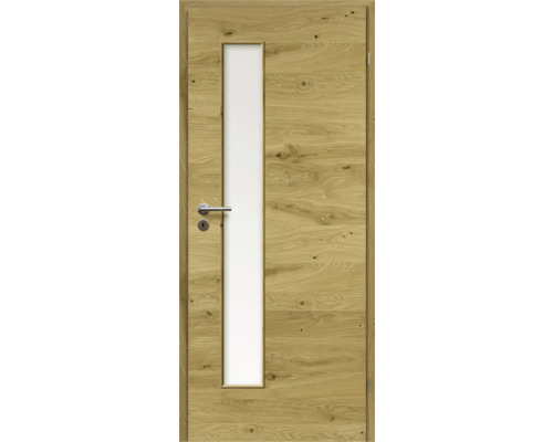 Porte d'intérieur chêne rustique placage transversal 86x198,5 tirant droit MODERN 07 verre satiné Porte d'intérieur chêne rustique placage transversal 86x198,5 tirant droit MODERN 07 verre satiné