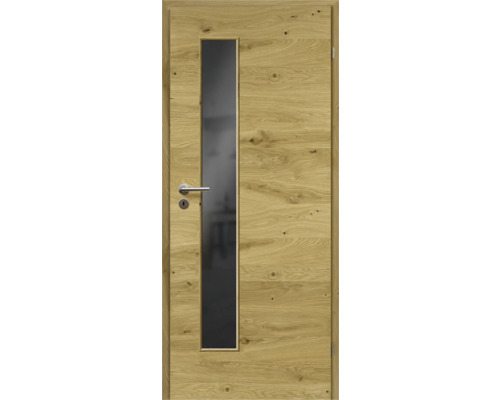 Porte d'intérieur poutre en chêne placage transversal 61x198,5 tirant droit MODERN 07 verre gris foncé Porte d'intérieur poutre en chêne placage transversal 61x198,5 tirant droit MODERN 07 verre gris foncé