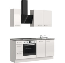 Cuisine complète NOBILIA sans appareils Urban 180 cm gris soie haute brillance prémontée variante gauche 4004539009943