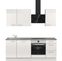 Cuisine complète NOBILIA sans appareils Urban 210 cm gris soie haute brillance prémontée variante droite 4004539009981