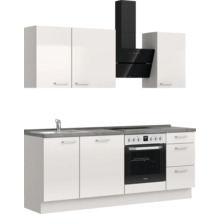 Cuisine complète NOBILIA sans appareils Urban 210 cm gris soie haute brillance prémontée variante droite 4004539009981
