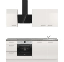 Cuisine complète NOBILIA sans appareils Urban 210 cm gris soie haute brillance prémontée variante gauche 4004539010024