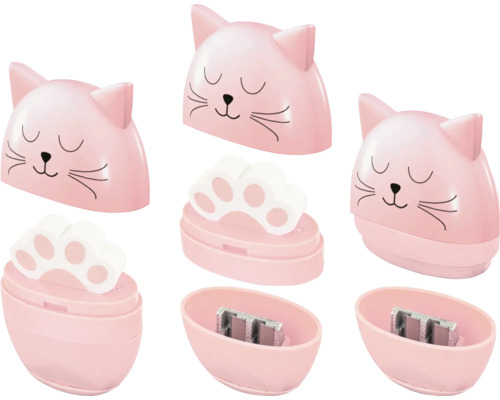 Taille-crayon double avec gomme chat