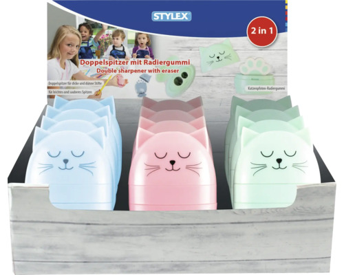 Stylex Spitzer mit Radiergummi im Katzendesign, 2 in 1