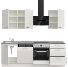 Cuisine complète NOBILIA sans appareils Urban 240 cm gris soie haute brillance prémontée variante droite 4004539010062