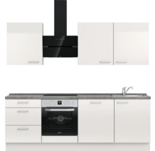 Cuisine complète NOBILIA sans appareils Urban 240 cm gris soie haute brillance prémontée variante gauche 4004539010109