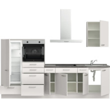 Cuisine complète NOBILIA sans appareils Urban 300 cm gris soie haute brillance prémontée variante gauche 4004539010444
