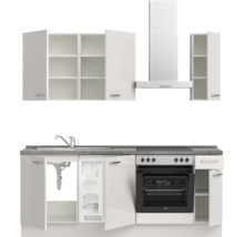 Cuisine complète NOBILIA sans appareils Urban 210 cm gris soie haute brillance prémontée variante droite 4004539010000