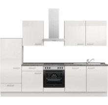 Cuisine complète NOBILIA sans appareils Urban 300 cm gris soie haute brillance prémontée variante gauche 4004539010604