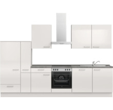 Cuisine complète NOBILIA sans appareils Urban 330 cm gris soie haute brillance prémontée variante gauche 4004539010765